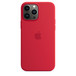 Capa vermelha de silicone com MagSafe para iPhone 13 Pro Max em um iPhone 13 Pro Max grafite.