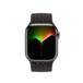 Imagem da frente da pulseira loop solo trançada, em que aparecem o mostrador do Apple Watch e a Digital Crown.