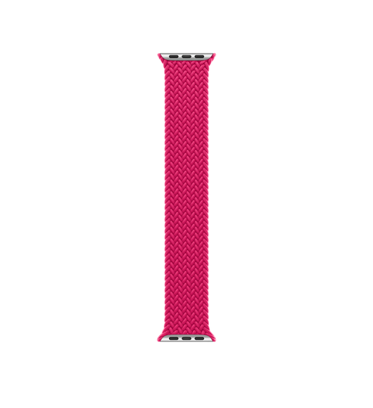 Raspberry Braided Solo Loop band, woven polyester and silicone threads with no clasps or buckles