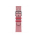 Framboise/Écru (pink) Toile H Single Tour strap, woven textile with silver stainless steel buckle.