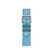 Bleu Céleste/Bleu Jean (blue) Twill Jump Single Tour strap, woven textile with silver stainless steel buckle.