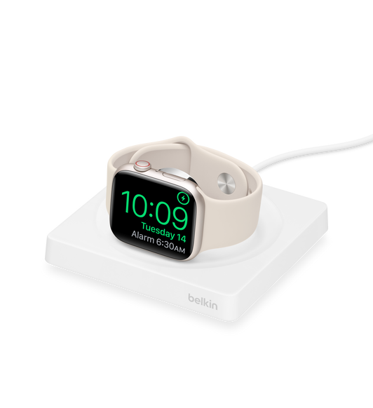 ที่ชาร์จเร็วแบบพกพา Belkin Boost Charge สำหรับ Apple Watch สีขาว เป็นโมดูลชาร์จเร็วแบบแม่เหล็กสำหรับ Series 8 และ Apple Watch Ultra