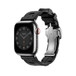Noir 黑色 (黑色) Kilim Single Tour 錶帶，並展示 Apple Watch 錶面和數碼錶冠。