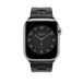 Noir 黑色 (黑色) Kilim Single Tour 錶帶，並展示 Apple Watch 錶面。