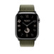 สายแบบ Simple Tour Toile H สี Noir (ดำ) และ Vert Militaire (เขียว) แสดงหน้าปัด Apple Watch 