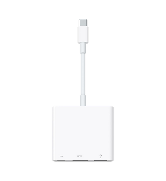 อะแดปเตอร์มัลติพอร์ต Digital AV แบบ USB-C ให้คุณเชื่อมต่อ Mac หรือ iPad ที่รองรับ USB-C กับจอภาพ HDMI รวมถึงเชื่อมต่อกับอุปกรณ์ USB แบบมาตรฐานและสายชาร์จ USB-C ได้ในเวลาเดียวกัน