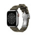 สายแบบ Simple Tour Kilim สี Kaki (น้ำตาลอมเขียว) แสดงหน้าปัด Apple Watch และ Digital Crown