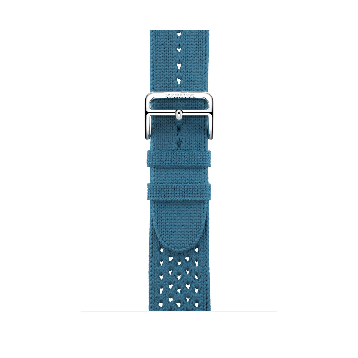 Bleu Jean (blue) Tricot Single Tour strap, woven textile with silver stainless steel buckle.