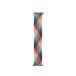 彩虹版编织单圈表带，展示丝线交错编织而成的多彩霓虹图案以及无表扣设计。