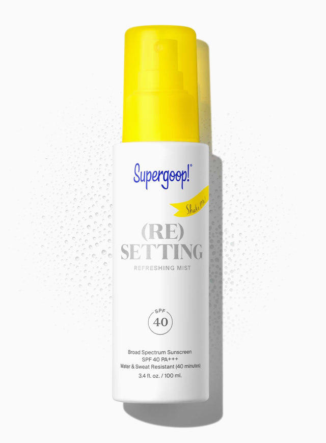 Supergoop! (Re)setting Refreshing Mist SPF 40 / 3.4 fl. oz. Packshot and goop