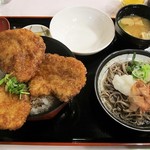 水芭蕉 カフェ - はみだしソースカツ丼 ミニそばセット