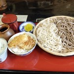 そば仙人 - 仙人盛（更科＆田舎のあいもり）にﾐﾆ野菜天丼つけたんだべな。