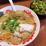 Miyakoichi Yatai Aji Ramen Oohito Ten - 塩ラーメン690円  九条ネギ丼120円 税抜