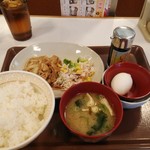 Sukiya Ichichigo Matsuyama Kume Kubota Ten - 豚生姜焼朝食（ごはん大盛り、おんたま変更）