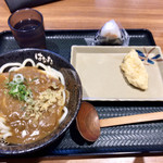 はなまるうどん - カレーうどん(中)、とり天、オニギリ