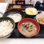 吉野家 - ハムエッグ牛小鉢定食（しじみ汁変更）