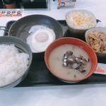 吉野家 - ハムエッグ牛小鉢定食（しじみ汁変更）