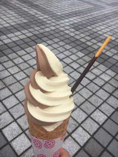 Yoneyama Service Area Kudarisen Shopping Corner - ミックスソフトクリーム(バニラチョコ)