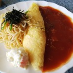 Cafe Poirot - オムスパセット、ポアロ風オムライスときのこスパゲティ