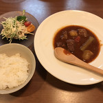 美味in家しげ - ビーフシチューとカニクリームコロッケ定食（ビーフシチュー、カニサラダ、ご飯）