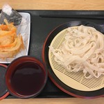 Dondon An Piago Hirabari Ten - ざるきし  鮭おにぎり  野菜かき揚げ