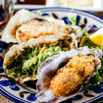 Three types of oyster medley platter