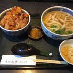 うどん家 こむぎ - かけうどん＆ミニかしわ天丼