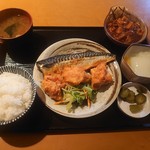 Creative Izakaya Nagomiya Ningyochohonten - 鯖塩焼き＋唐揚げ定食￥800(19-09)