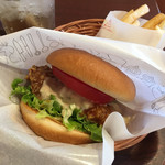 MOS BURGER Kintetsu Toji Eki Mae Ten - 海老天七味マヨバーガー、ポテト、ジンジャーエール