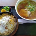 Ojima Ya - ◎Aランチ(かつ丼＋半ラーメン) 650円(税込)﻿