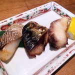 Yuki Gion Ten - R.1.9.12.夜 おまかせ焼魚三種盛 680円