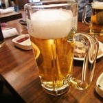 炭火焼肉 元ちゃん - 飲み放題の生ビール(発泡酒でした）　しかし６杯も飲んでしまった。