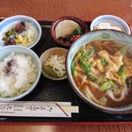 たんば茶屋 - 料理写真:田舎定食(1,100円)+カレーうどんに変更(+100円)