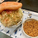 朝寝坊 - 明太子もんじゃ1430円とベビースター110円