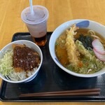 Honami Itoyokado Owariasahi Asahimaecho Kitaten - 天ぷらうどんとミニ味噌カツ丼セット