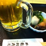 Chikiri Zushi - 生ビールとつきだし600円