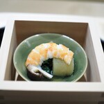 しんせん 割烹 佐乃家 - 先付　数の子　海老　椎茸　菜花のお浸し