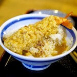 日の出うどん - 料理写真:美味過ぎる、「ご飯にえび天+残った汁」