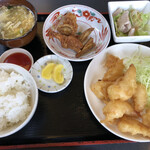 かもん - 海老天定食　赤いのはケチャップ