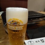 TETSU Tachikawa Honten - ランチのグラスビール（300円）