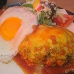 Tezukuri Hamburger Steak Tamago - トマトソース＋チェダーチーズ＋50g