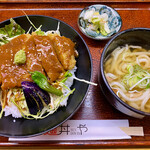 麺丼や - みそカツ丼膳（温うどん）