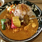 Spice Curry and Cafe Chikaku - キーマカレー TP BBQ串、チキン増し