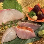 旬粋和房 誂 - 地魚のお造り（一人前）：カンパチ、鯨、黒ムツ、きんめ、ヒラメ