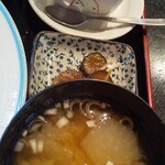 Nouka Restaurant Madakista - ミルクプリン、ピリ辛キュウリ、味噌が旨い味噌汁！