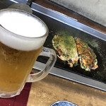 Gion Negiyaki Kana Higashi Ten - キンキンに冷えたビールとともに