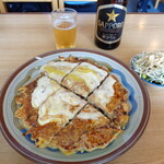 Okonomiyaki Teppanyaki Iseji - 「お好み焼　しょう油味　牛スジねぎ焼」