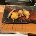 Kushikatsu to Osake Rin - きキス、とうもろこし、蟹味噌豆腐、舞茸