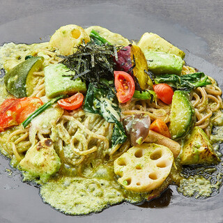 A wide variety Vegetable Dishes are available, including the famous tomato Okonomiyaki and black avocado Yakisoba (stir-fried noodles).