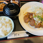 創め - 鶏の唐揚げ　おろしポン酢かけ定食　８５０円